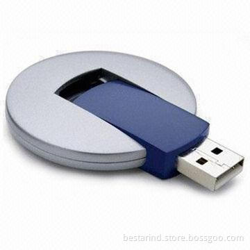 Promotional 64GB USB flash drive in swivel round shape,customized colors/logos/packing ways accepted
